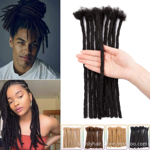 Shmily Wholesale 0.6cm Thickness 6 Inch to 24 inch 100% Human Hair Soft Afro Kinky Dreadlock Extensions for Man/Women